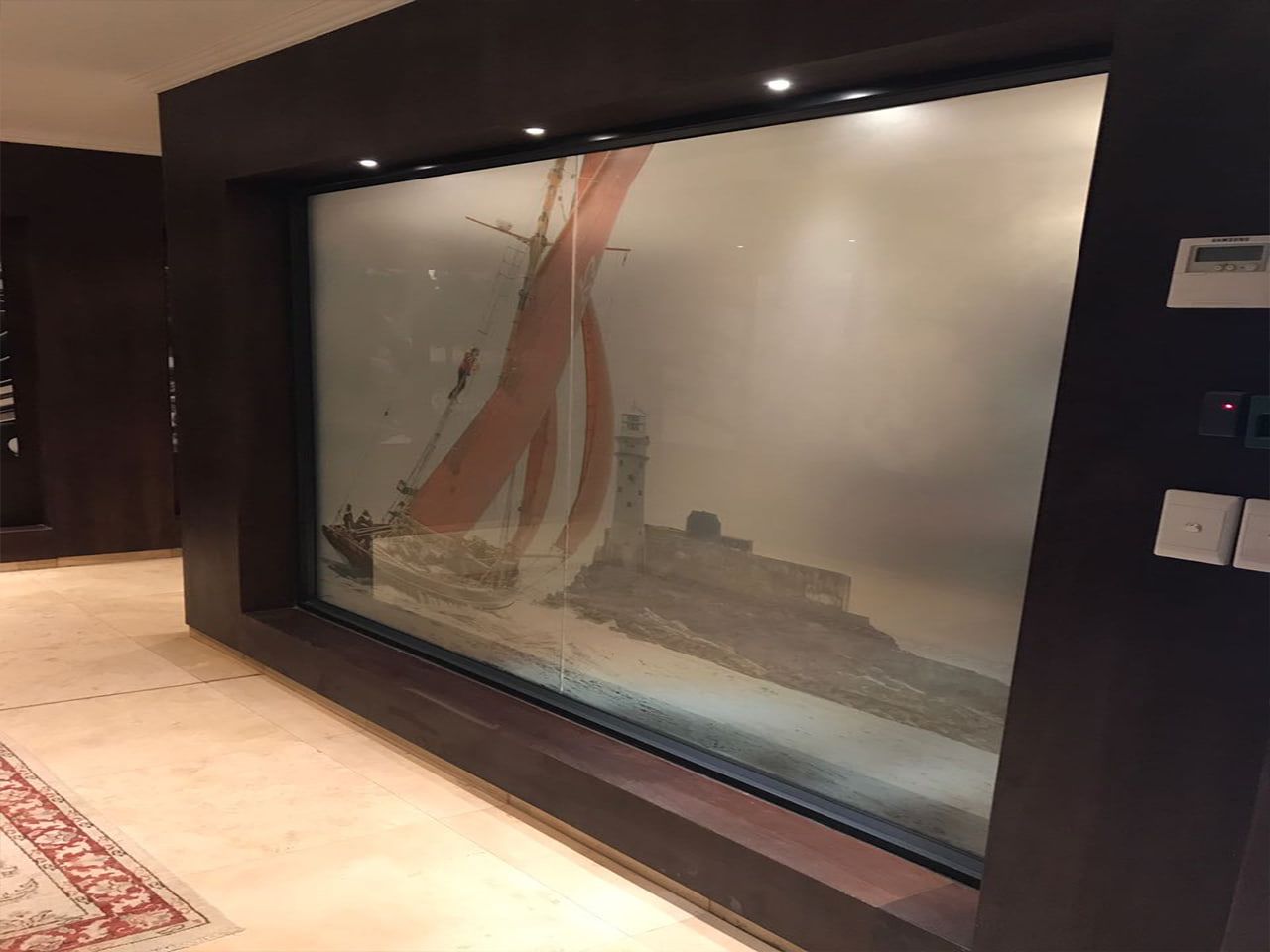 Frosted printed film on a large boardroom window